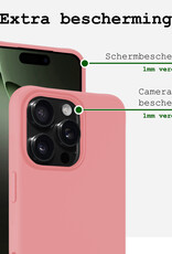 BASEY. Hoes Geschikt voor iPhone 16 Pro Hoesje Siliconen Back Cover Case Met Screenprotector - Hoesje Geschikt voor iPhone 16 Pro Hoes Cover Hoesje - Lichtroze
