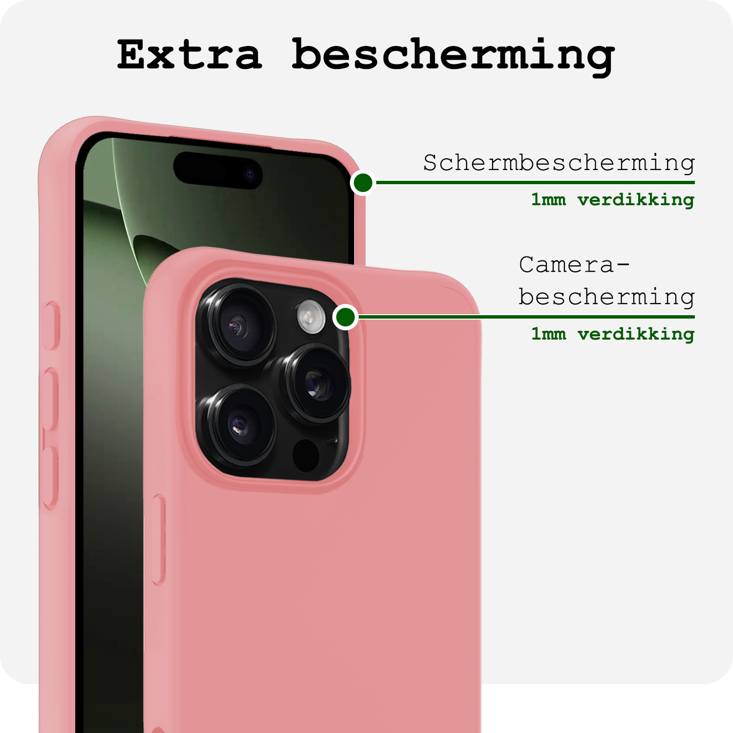 BASEY. Hoes Geschikt voor iPhone 16 Pro Hoesje Siliconen Back Cover Case Met Screenprotector - Hoesje Geschikt voor iPhone 16 Pro Hoes Cover Hoesje - Lichtroze
