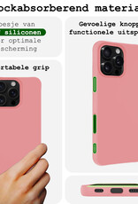 BASEY. Hoes Geschikt voor iPhone 16 Pro Hoesje Siliconen Back Cover Case Met Screenprotector - Hoesje Geschikt voor iPhone 16 Pro Hoes Cover Hoesje - Lichtroze