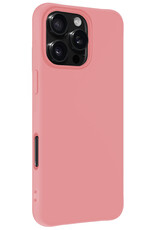 BASEY. Hoes Geschikt voor iPhone 16 Pro Hoesje Siliconen Back Cover Case Met Screenprotector - Hoesje Geschikt voor iPhone 16 Pro Hoes Cover Hoesje - Lichtroze