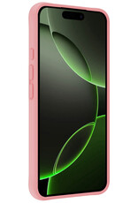 BASEY. Hoes Geschikt voor iPhone 16 Pro Hoesje Siliconen Back Cover Case Met Screenprotector - Hoesje Geschikt voor iPhone 16 Pro Hoes Cover Hoesje - Lichtroze