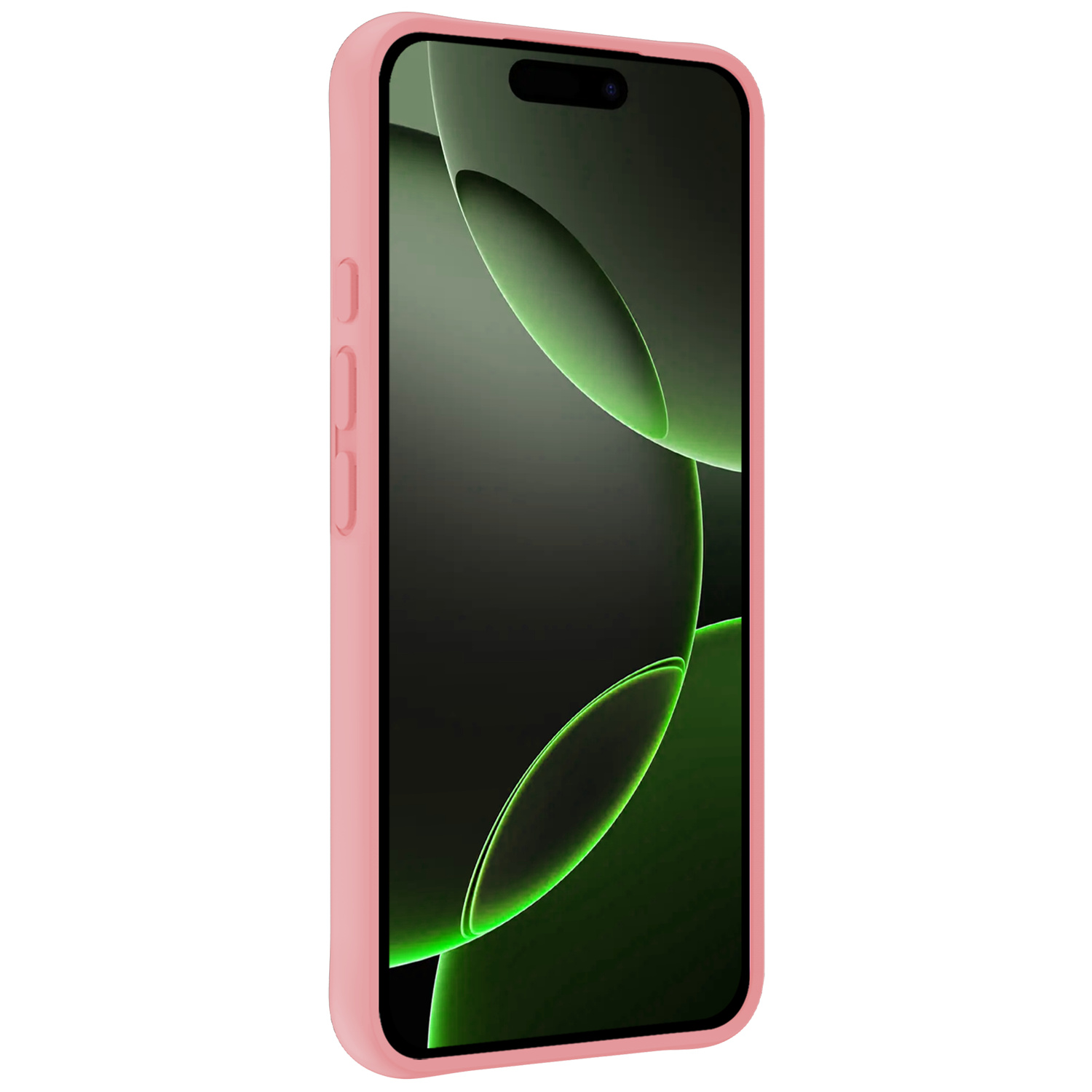 BASEY. Hoes Geschikt voor iPhone 16 Pro Hoesje Siliconen Back Cover Case Met Screenprotector - Hoesje Geschikt voor iPhone 16 Pro Hoes Cover Hoesje - Lichtroze