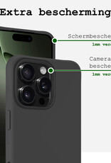 BASEY. Hoes Geschikt voor iPhone 16 Pro Hoesje Siliconen Back Cover Case Met Screenprotector - Hoesje Geschikt voor iPhone 16 Pro Hoes Cover Hoesje - Zwart