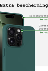 BASEY. Hoes Geschikt voor iPhone 16 Pro Hoesje Siliconen Back Cover Case Met 2x Screenprotector - Hoesje Geschikt voor iPhone 16 Pro Hoes Cover Hoesje - Donkergroen