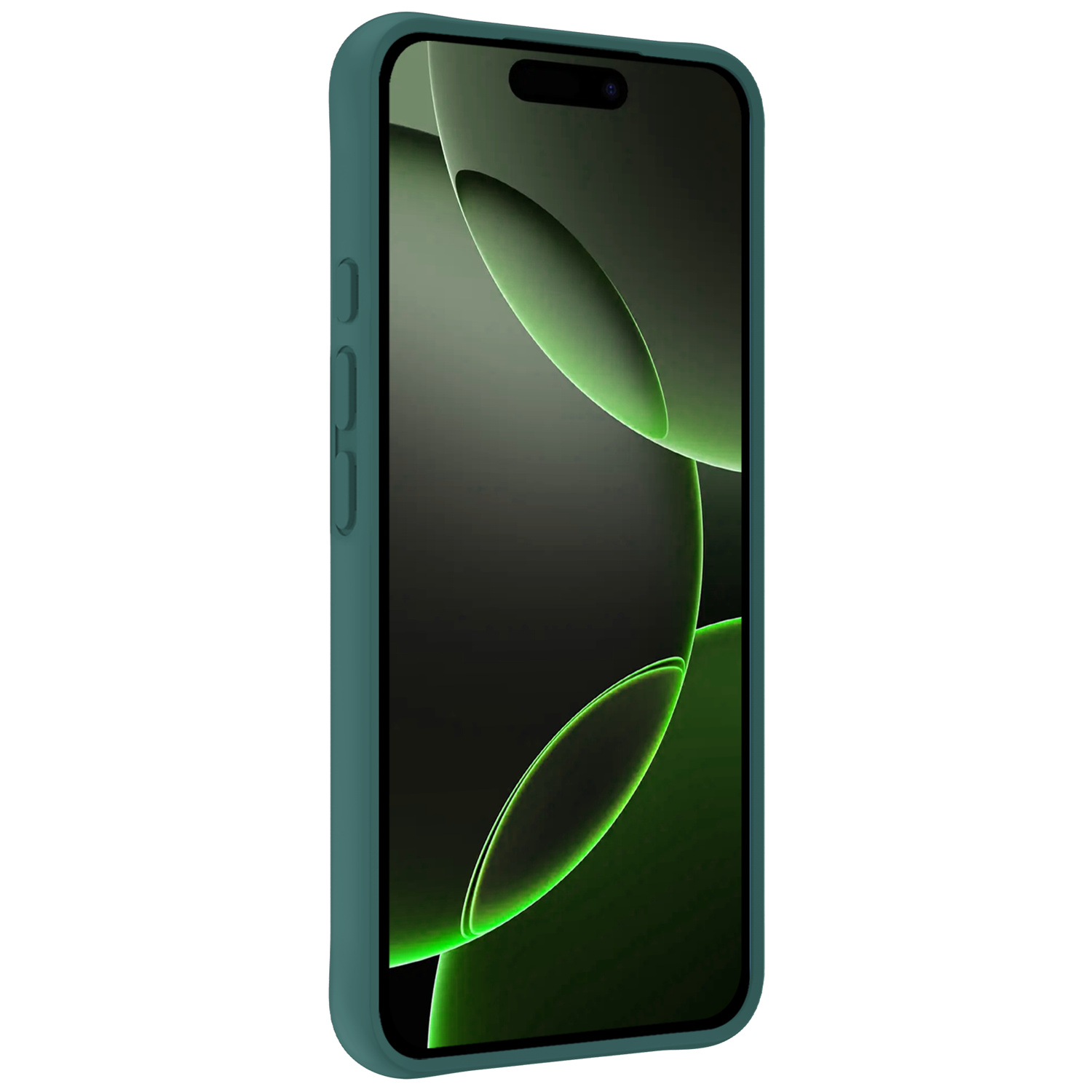 BASEY. Hoes Geschikt voor iPhone 16 Pro Hoesje Siliconen Back Cover Case Met 2x Screenprotector - Hoesje Geschikt voor iPhone 16 Pro Hoes Cover Hoesje - Donkergroen