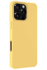 BASEY. Hoes Geschikt voor iPhone 16 Pro Hoesje Siliconen Back Cover Case Met 2x Screenprotector - Hoesje Geschikt voor iPhone 16 Pro Hoes Cover Hoesje - Geel