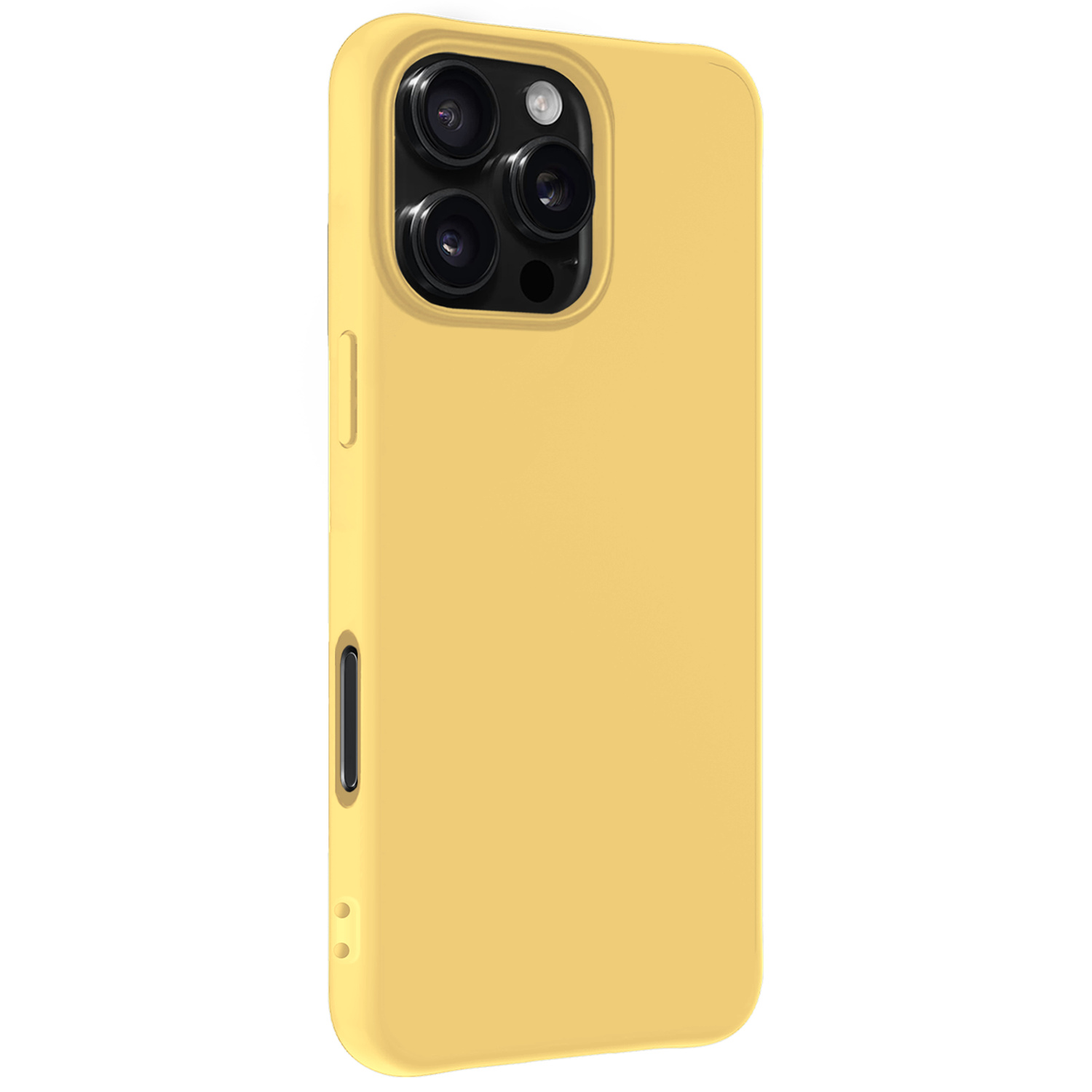 BASEY. Hoes Geschikt voor iPhone 16 Pro Hoesje Siliconen Back Cover Case Met 2x Screenprotector - Hoesje Geschikt voor iPhone 16 Pro Hoes Cover Hoesje - Geel