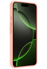 BASEY. Hoes Geschikt voor iPhone 16 Pro Hoesje Siliconen Back Cover Case Met 2x Screenprotector - Hoesje Geschikt voor iPhone 16 Pro Hoes Cover Hoesje - Perzik