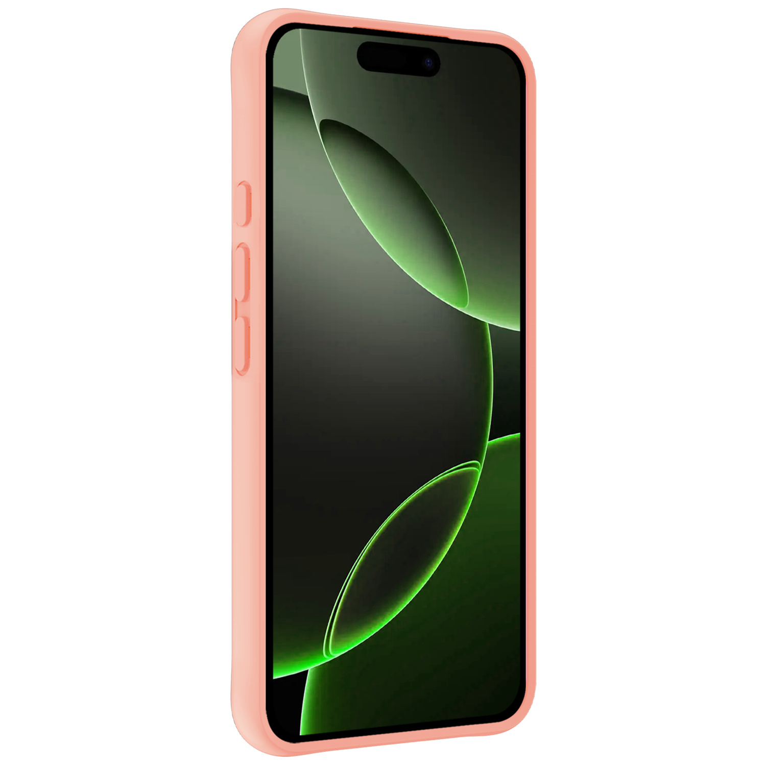 BASEY. Hoes Geschikt voor iPhone 16 Pro Hoesje Siliconen Back Cover Case Met 2x Screenprotector - Hoesje Geschikt voor iPhone 16 Pro Hoes Cover Hoesje - Perzik