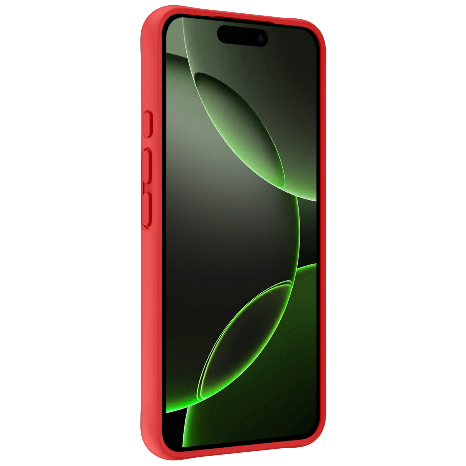 BASEY. Hoes Geschikt voor iPhone 16 Pro Hoesje Siliconen Back Cover Case Met 2x Screenprotector - Hoesje Geschikt voor iPhone 16 Pro Hoes Cover Hoesje - Rood