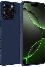 BASEY. Hoes Geschikt voor iPhone 16 Pro Max Hoesje Siliconen Back Cover Case - Hoesje Geschikt voor iPhone 16 Pro Max Hoes Cover Hoesje - Donkerblauw