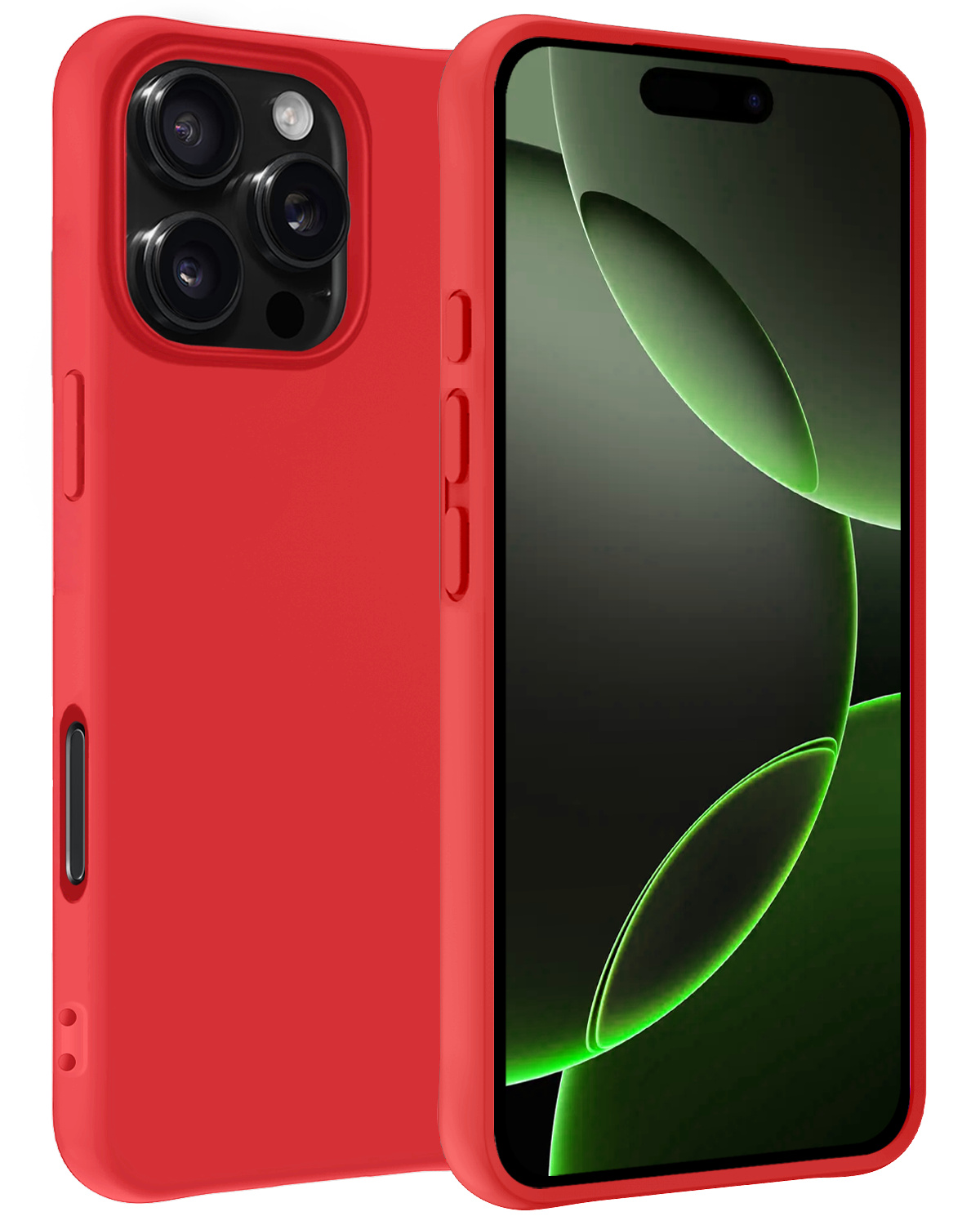 BASEY. Hoes Geschikt voor iPhone 16 Pro Max Hoesje Siliconen Back Cover Case - Hoesje Geschikt voor iPhone 16 Pro Max Hoes Cover Hoesje - Rood