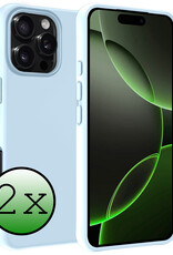 BASEY. Hoes Geschikt voor iPhone 16 Pro Max Hoesje Siliconen Back Cover Case - Hoesje Geschikt voor iPhone 16 Pro Max Hoes Cover Hoesje - Lichtblauw - 2 Stuks