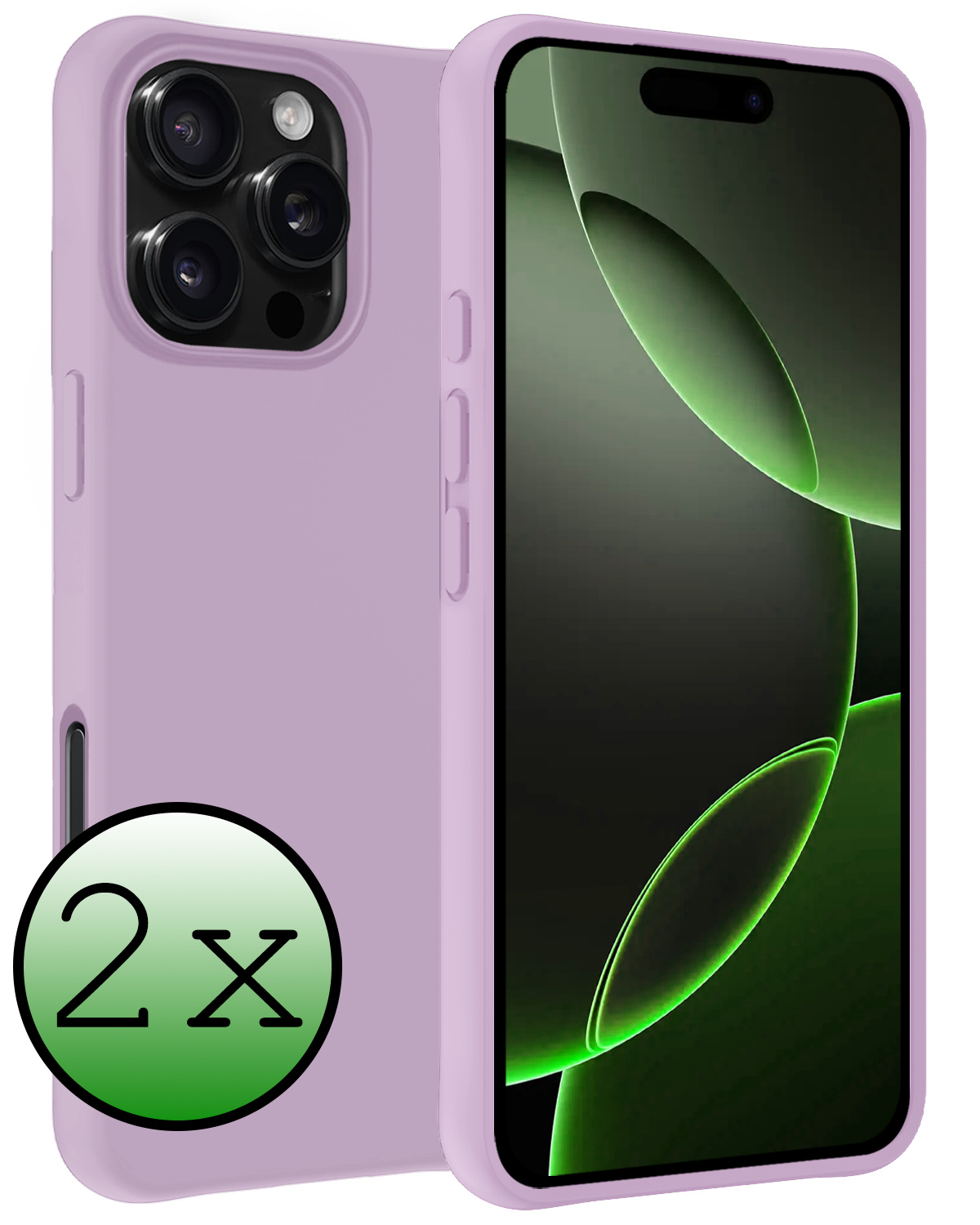 BASEY. Hoes Geschikt voor iPhone 16 Pro Max Hoesje Siliconen Back Cover Case - Hoesje Geschikt voor iPhone 16 Pro Max Hoes Cover Hoesje - Lila - 2 Stuks