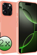 BASEY. Hoes Geschikt voor iPhone 16 Pro Max Hoesje Siliconen Back Cover Case - Hoesje Geschikt voor iPhone 16 Pro Max Hoes Cover Hoesje - Perzik - 2 Stuks