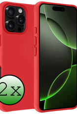 BASEY. Hoes Geschikt voor iPhone 16 Pro Max Hoesje Siliconen Back Cover Case - Hoesje Geschikt voor iPhone 16 Pro Max Hoes Cover Hoesje - Rood - 2 Stuks