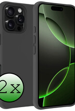 BASEY. Hoes Geschikt voor iPhone 16 Pro Max Hoesje Siliconen Back Cover Case - Hoesje Geschikt voor iPhone 16 Pro Max Hoes Cover Hoesje - Zwart - 2 Stuks