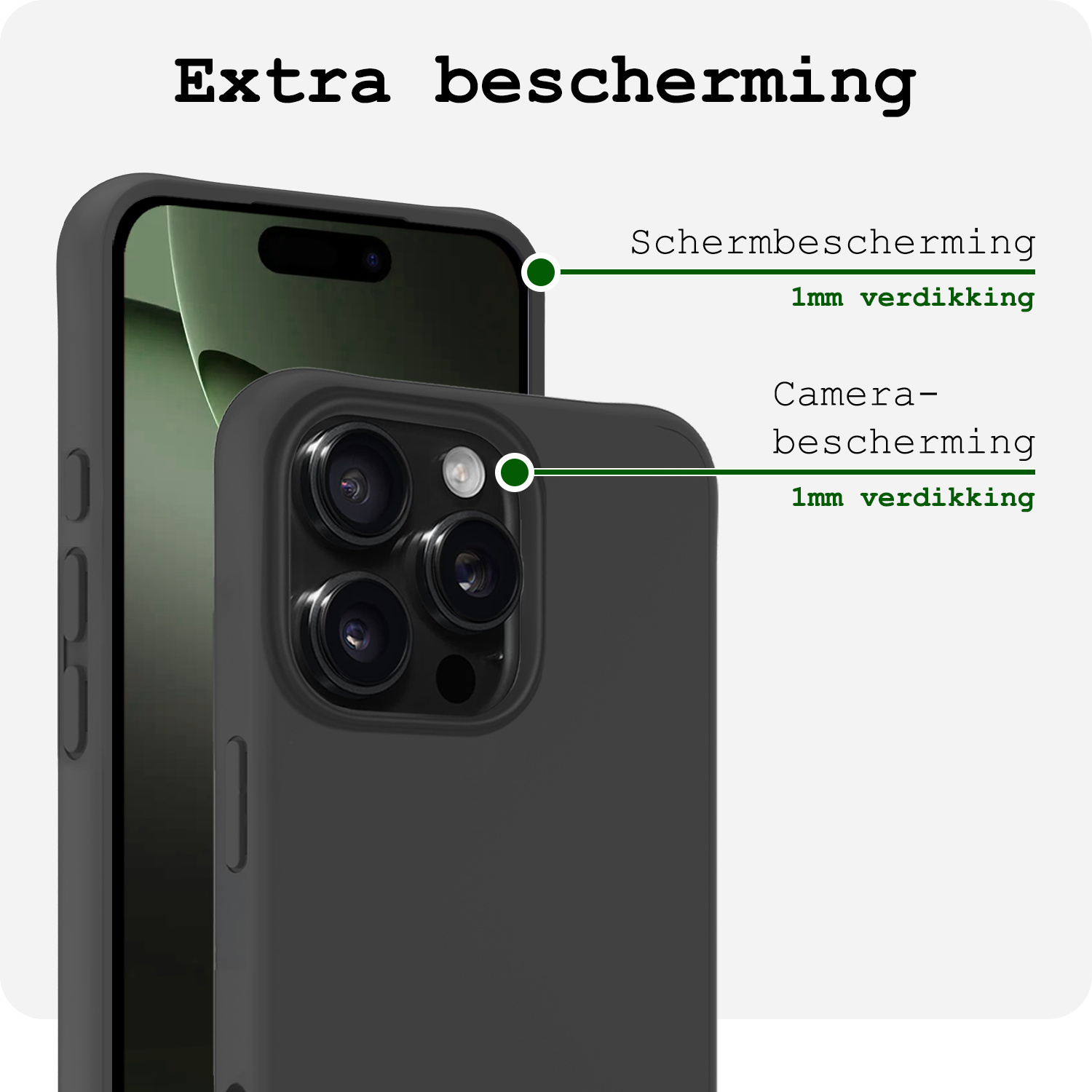 BASEY. Hoes Geschikt voor iPhone 16 Pro Max Hoesje Siliconen Back Cover Case - Hoesje Geschikt voor iPhone 16 Pro Max Hoes Cover Hoesje - Zwart - 2 Stuks