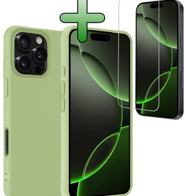 BASEY. BASEY. iPhone 16 Pro Max Hoesje Siliconen Met Screenprotector Met Dichte Notch - Groen