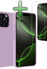 BASEY. Hoes Geschikt voor iPhone 16 Pro Max Hoesje Siliconen Back Cover Case Met Screenprotector - Hoesje Geschikt voor iPhone 16 Pro Max Hoes Cover Hoesje - Lila