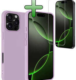 BASEY. BASEY. iPhone 16 Pro Max Hoesje Siliconen Met Screenprotector Met Dichte Notch - Lila