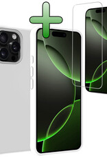 BASEY. Hoes Geschikt voor iPhone 16 Pro Max Hoesje Siliconen Back Cover Case Met Screenprotector - Hoesje Geschikt voor iPhone 16 Pro Max Hoes Cover Hoesje - Wit