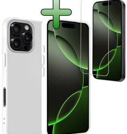 BASEY. BASEY. iPhone 16 Pro Max Hoesje Siliconen Met Screenprotector Met Dichte Notch - Wit