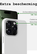 BASEY. Hoes Geschikt voor iPhone 16 Pro Max Hoesje Siliconen Back Cover Case Met Screenprotector - Hoesje Geschikt voor iPhone 16 Pro Max Hoes Cover Hoesje - Wit