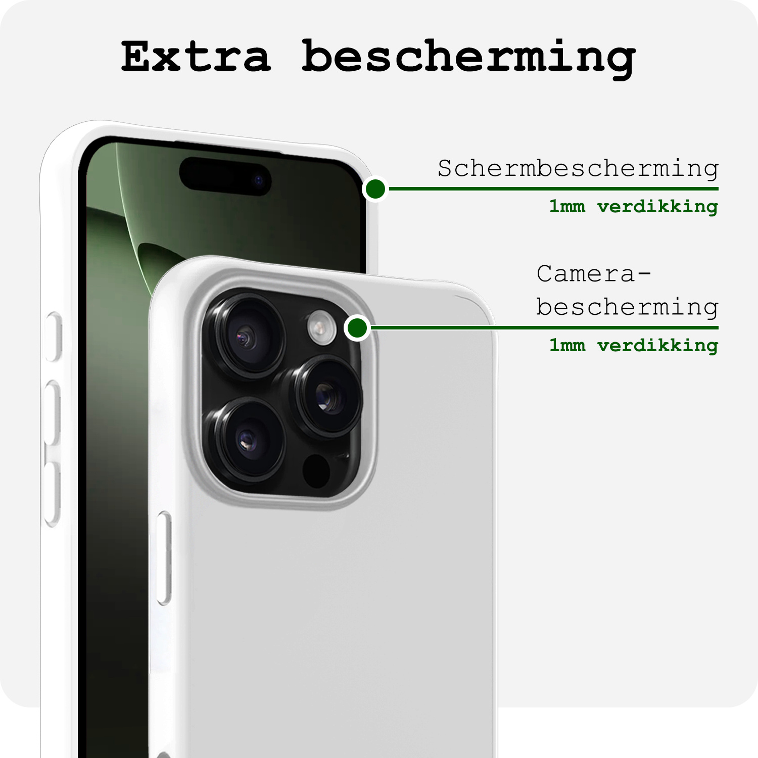 BASEY. Hoes Geschikt voor iPhone 16 Pro Max Hoesje Siliconen Back Cover Case Met Screenprotector - Hoesje Geschikt voor iPhone 16 Pro Max Hoes Cover Hoesje - Wit