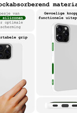 BASEY. Hoes Geschikt voor iPhone 16 Pro Max Hoesje Siliconen Back Cover Case Met Screenprotector - Hoesje Geschikt voor iPhone 16 Pro Max Hoes Cover Hoesje - Wit