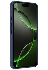 BASEY. Hoes Geschikt voor iPhone 16 Pro Max Hoesje Siliconen Back Cover Case Met 2x Screenprotector - Hoesje Geschikt voor iPhone 16 Pro Max Hoes Cover Hoesje - Donkerblauw