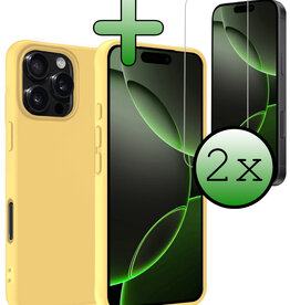 BASEY. BASEY. iPhone 16 Pro Max Hoesje Siliconen Met 2x Screenprotector Met Dichte Notch - Geel