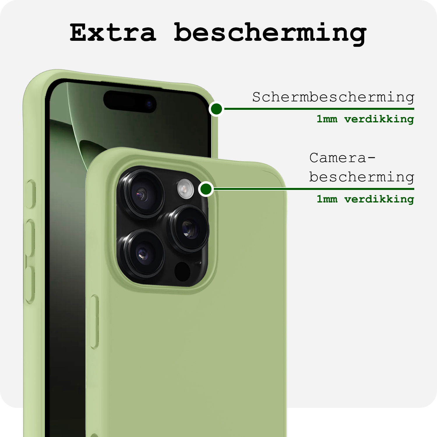 BASEY. Hoes Geschikt voor iPhone 16 Pro Max Hoesje Siliconen Back Cover Case Met 2x Screenprotector - Hoesje Geschikt voor iPhone 16 Pro Max Hoes Cover Hoesje - Groen
