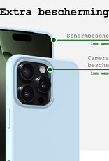 BASEY. Hoes Geschikt voor iPhone 16 Pro Max Hoesje Siliconen Back Cover Case Met 2x Screenprotector - Hoesje Geschikt voor iPhone 16 Pro Max Hoes Cover Hoesje - Lichtblauw