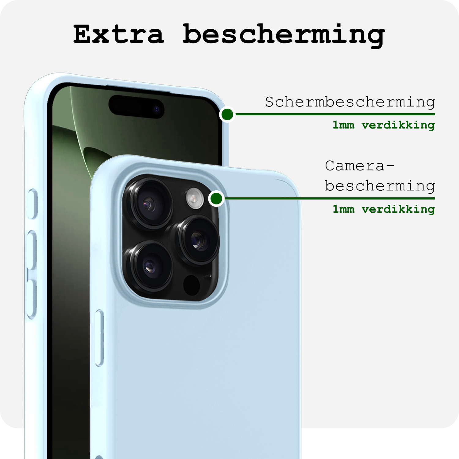 BASEY. Hoes Geschikt voor iPhone 16 Pro Max Hoesje Siliconen Back Cover Case Met 2x Screenprotector - Hoesje Geschikt voor iPhone 16 Pro Max Hoes Cover Hoesje - Lichtblauw