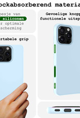 BASEY. Hoes Geschikt voor iPhone 16 Pro Max Hoesje Siliconen Back Cover Case Met 2x Screenprotector - Hoesje Geschikt voor iPhone 16 Pro Max Hoes Cover Hoesje - Lichtblauw