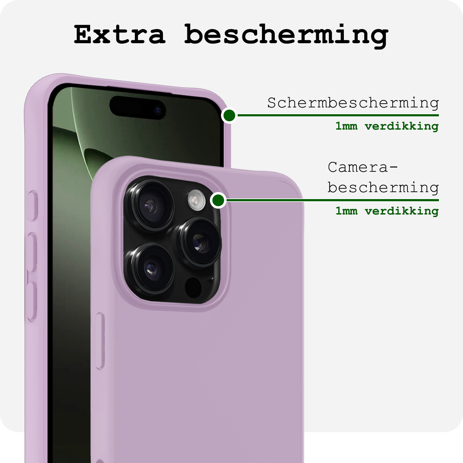 BASEY. Hoes Geschikt voor iPhone 16 Pro Max Hoesje Siliconen Back Cover Case Met 2x Screenprotector - Hoesje Geschikt voor iPhone 16 Pro Max Hoes Cover Hoesje - Lila