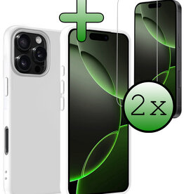 BASEY. BASEY. iPhone 16 Pro Max Hoesje Siliconen Met 2x Screenprotector Met Dichte Notch - Wit