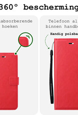 BASEY. Hoes Geschikt voor iPhone 16 Hoesje Bookcase Hoes Flip Case Book Cover - Hoesje Geschikt voor iPhone 16 Hoes Book Case Hoesje - Rood