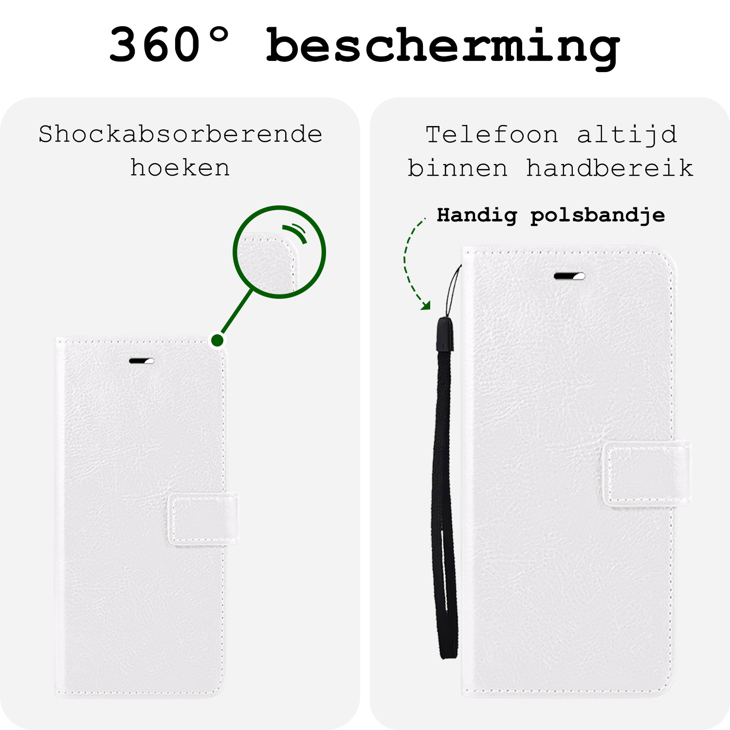 BASEY. Hoes Geschikt voor iPhone 16 Hoesje Bookcase Hoes Flip Case Book Cover - Hoesje Geschikt voor iPhone 16 Hoes Book Case Hoesje - Wit