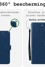 BASEY. Hoes Geschikt voor iPhone 16 Hoesje Bookcase Hoes Flip Case Book Cover Met Screenprotector - Hoesje Geschikt voor iPhone 16 Hoes Book Case Hoesje - Donkerblauw