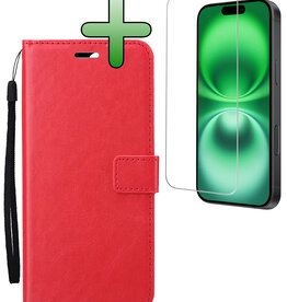 BASEY. BASEY. iPhone 16 Hoesje Bookcase Met Screenprotector - Rood