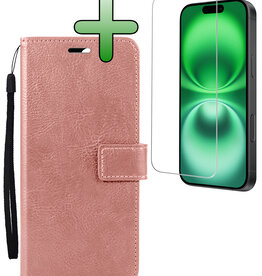 BASEY. BASEY. iPhone 16 Hoesje Bookcase Met Screenprotector - Rose Goud