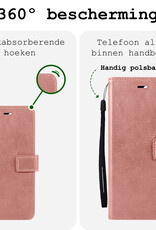 BASEY. Hoes Geschikt voor iPhone 16 Hoesje Bookcase Hoes Flip Case Book Cover Met Screenprotector - Hoesje Geschikt voor iPhone 16 Hoes Book Case Hoesje - Rosé goud