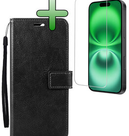 BASEY. BASEY. iPhone 16 Hoesje Bookcase Met Screenprotector - Zwart
