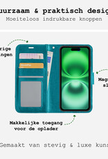 BASEY. Hoes Geschikt voor iPhone 16 Hoesje Bookcase Hoes Flip Case Book Cover Met 2x Screenprotector - Hoesje Geschikt voor iPhone 16 Hoes Book Case Hoesje - Turquoise