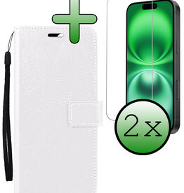 BASEY. BASEY. iPhone 16 Hoesje Bookcase Met 2x Screenprotector - Wit