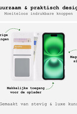 BASEY. Hoes Geschikt voor iPhone 16 Hoesje Bookcase Hoes Flip Case Book Cover Met 2x Screenprotector - Hoesje Geschikt voor iPhone 16 Hoes Book Case Hoesje - Wit