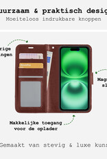 BASEY. Hoes Geschikt voor iPhone 16 Plus Hoesje Bookcase Hoes Flip Case Book Cover - Hoesje Geschikt voor iPhone 16 Plus Hoes Book Case Hoesje - Bruin