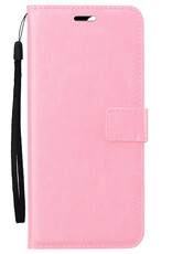 BASEY. Hoes Geschikt voor iPhone 16 Plus Hoesje Bookcase Hoes Flip Case Book Cover - Hoesje Geschikt voor iPhone 16 Plus Hoes Book Case Hoesje - Lichtroze